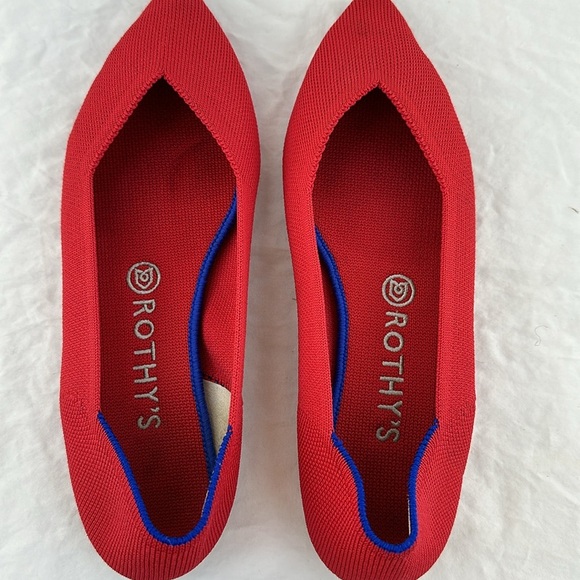 Rothy’s Pointed Toe Chili Red Slip On Shoes - Picture 3 of 8